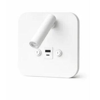 Arandela Cabeceira Cama Led Carregador Usb-c Moderna Bivolt Bivolt Branco - Quadrado